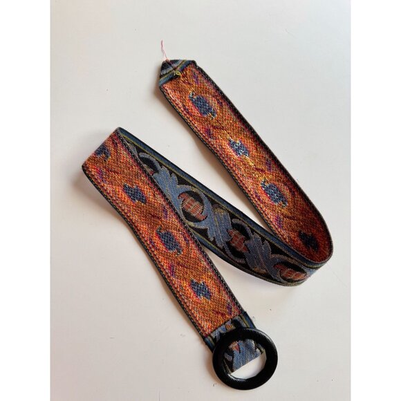 Vintage Unbranded Blue Red Woven Jacquard Adjustable Waist Belt, One Size - Picture 7 of 12